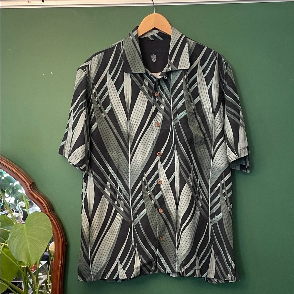 Tommy Bahama Black and White Tropical Print Shirt